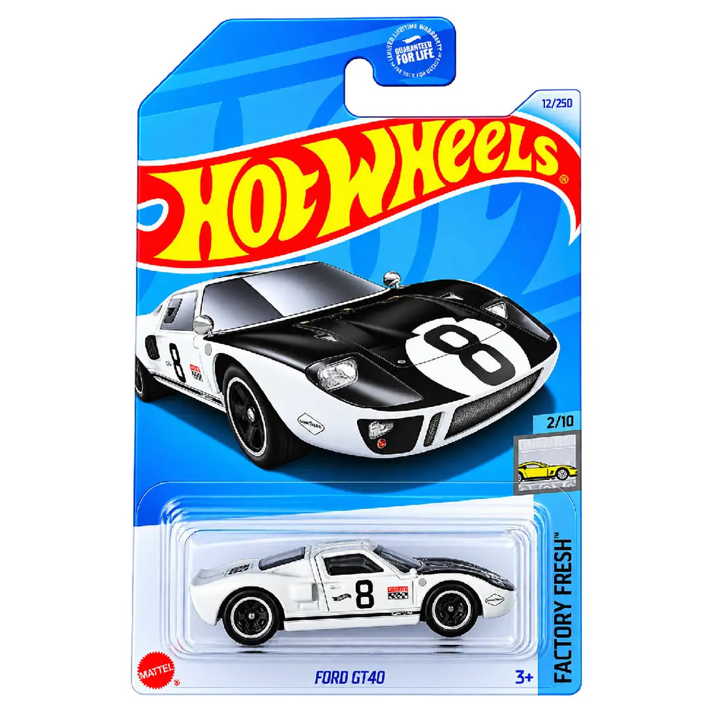 Hot Wheels Ford GT40 White Factory Fresh 2/10 12/250 1:64 Diecast