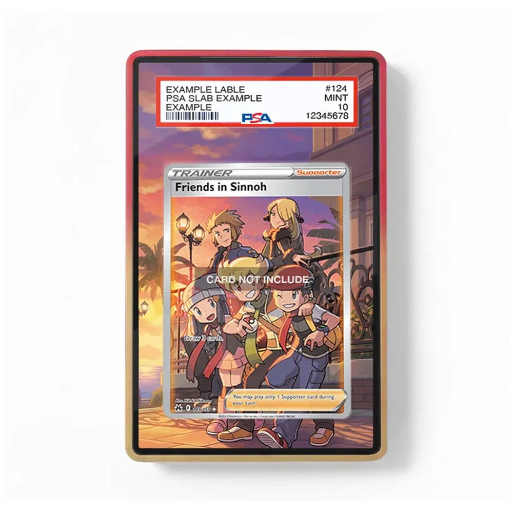 A PSA graded collectible card featuring an example of a 'Trainer' card from the Pokémon TCG, with a red border and a PSA slab label at the top, shown on a clean white background.