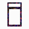 A rectangular phone case or decorative frame with a colorful abstract geometric border and a large blank white center cutout, shown on a plain light gray background.