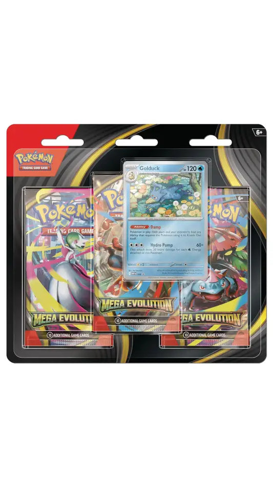 Pokémon TCG: Mega Evolution Three-Booster Blister – Golduck Promo (English version)