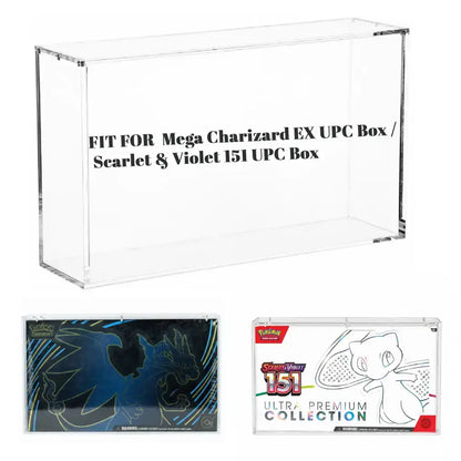 Premium Acrylic Display Case for Mega Charizard EX UPC & Pokémon Scarlet & Violet 151 Ultra-Premium Collection Box