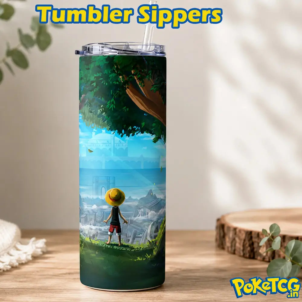 One Piece Luffy Anime Tumbler Sipper – Premium Stainless Steel Insulated Travel Mug with Straw
