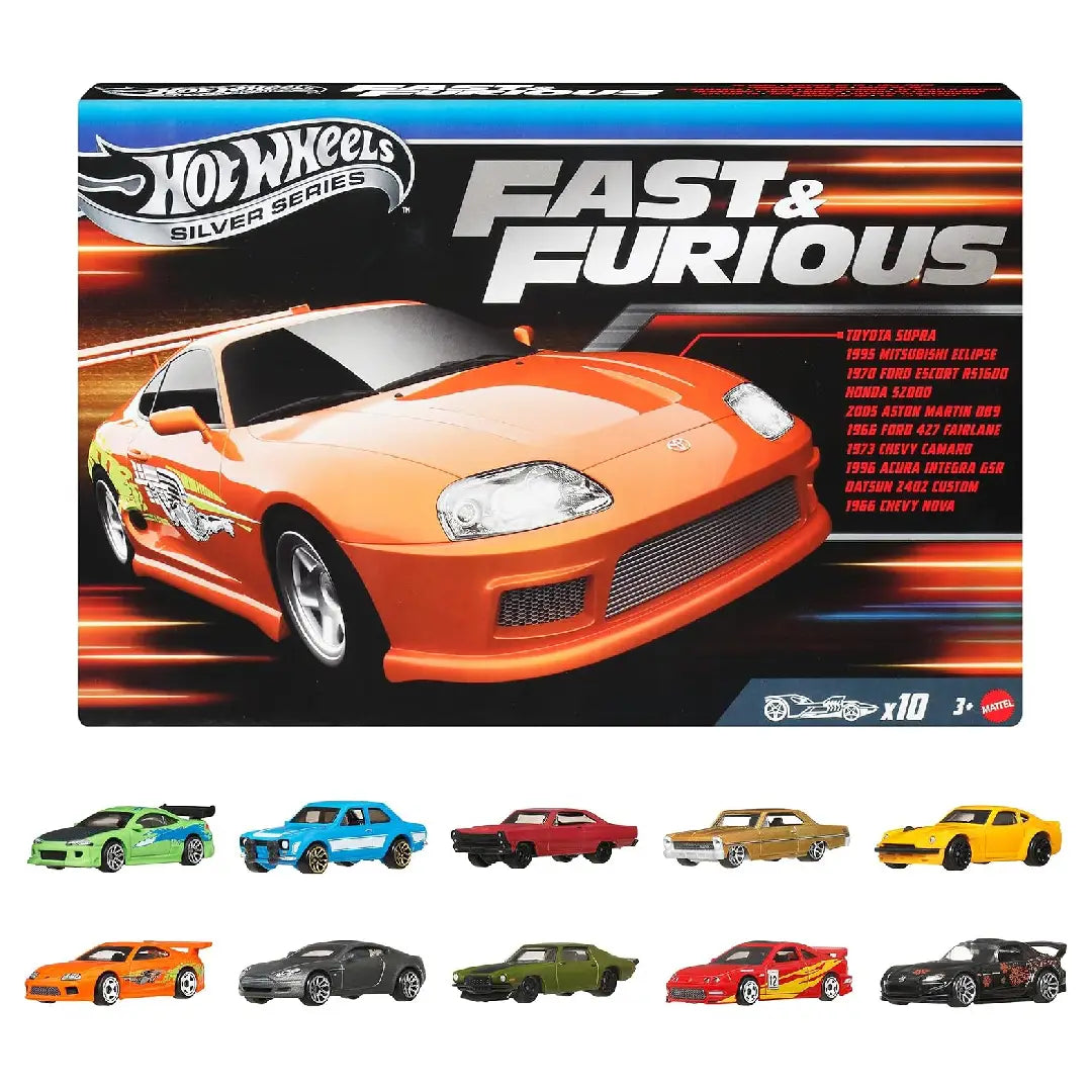 Hot Wheels Fast & Furious Silver Series 10-Pack JCT92-986A 1:64