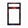 A decorative double-slot card holder or picture frame with a dark, ornate floral border. The top slot is blank, while the larger bottom slot features a colorful, detailed border with red, blue, and green floral patterns on a black background.