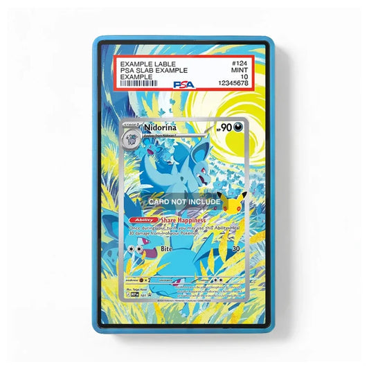 A framed art print featuring a colorful illustration of a blue creature on a yellow and blue background, housed in a blue frame. The print is displayed against a clean white background.