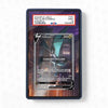 Trading card in a protective case with PSA grading label on a white background