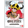 One Piece card game packaging with character design on a white background