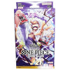 One Piece Card Game Starter Deck EX GEAR 5 ST-21 English version box by Bandai Namco, featuring anime artwork of Luffy on a purple and blue illustrated background.