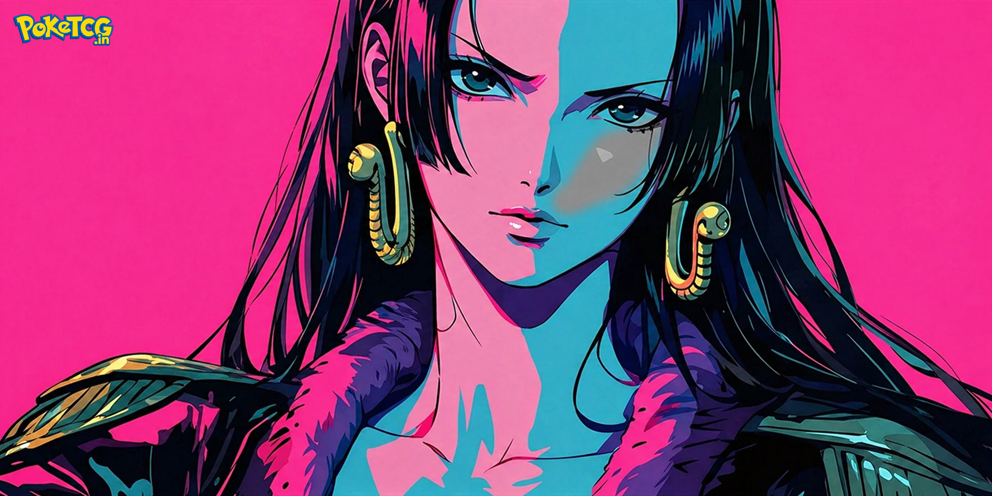 One Piece Boa Hancock Aesthetic Gaming Mousepad Neon Anime Desk Mat Waifu Pink Purple Design XL - PokeTCG 
