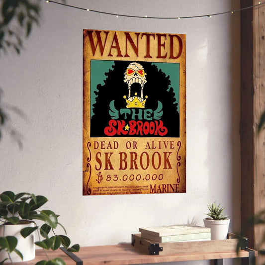 One Piece Brook Wanted Poster Dead or Alive Anime Wall Art Soul King Pirate Print Vintage Decor - PokeTCG