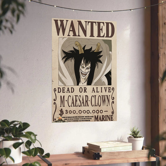 One Piece Caesar Clown Wanted Poster Dead or Alive Anime Wall Art - PokeTCG