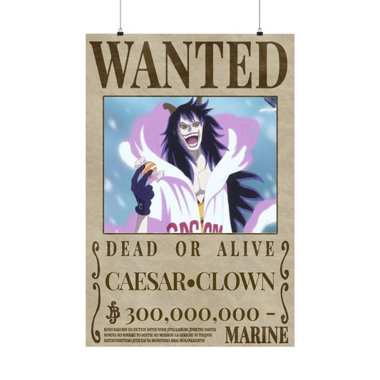 One Piece Caesar Clown Wanted Poster Dead or Alive Anime Wall Art Villain Pirate Print Vintage Decor - PokeTCG