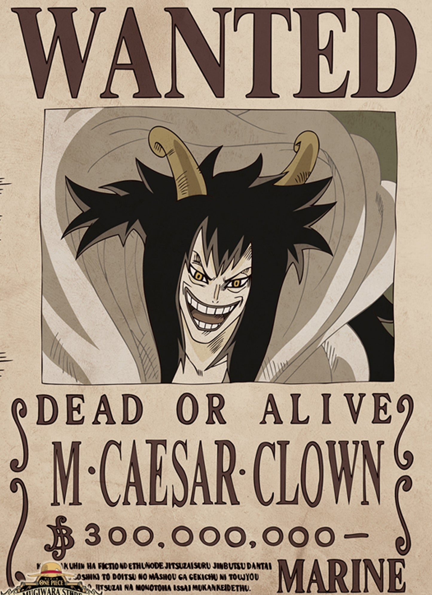 One Piece Caesar Clown Wanted Poster Dead or Alive Anime Wall Art - PokeTCG