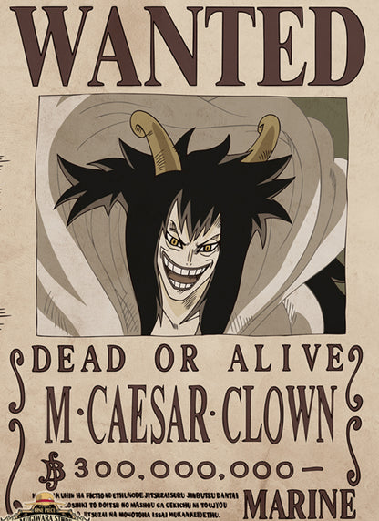 One Piece Caesar Clown Wanted Poster Dead or Alive Anime Wall Art - PokeTCG