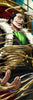 Anime-style illustration of a man in a black and white fur-trimmed coat with a green shirt, seated in an ornate chair and surrounded by swirling gold chains.