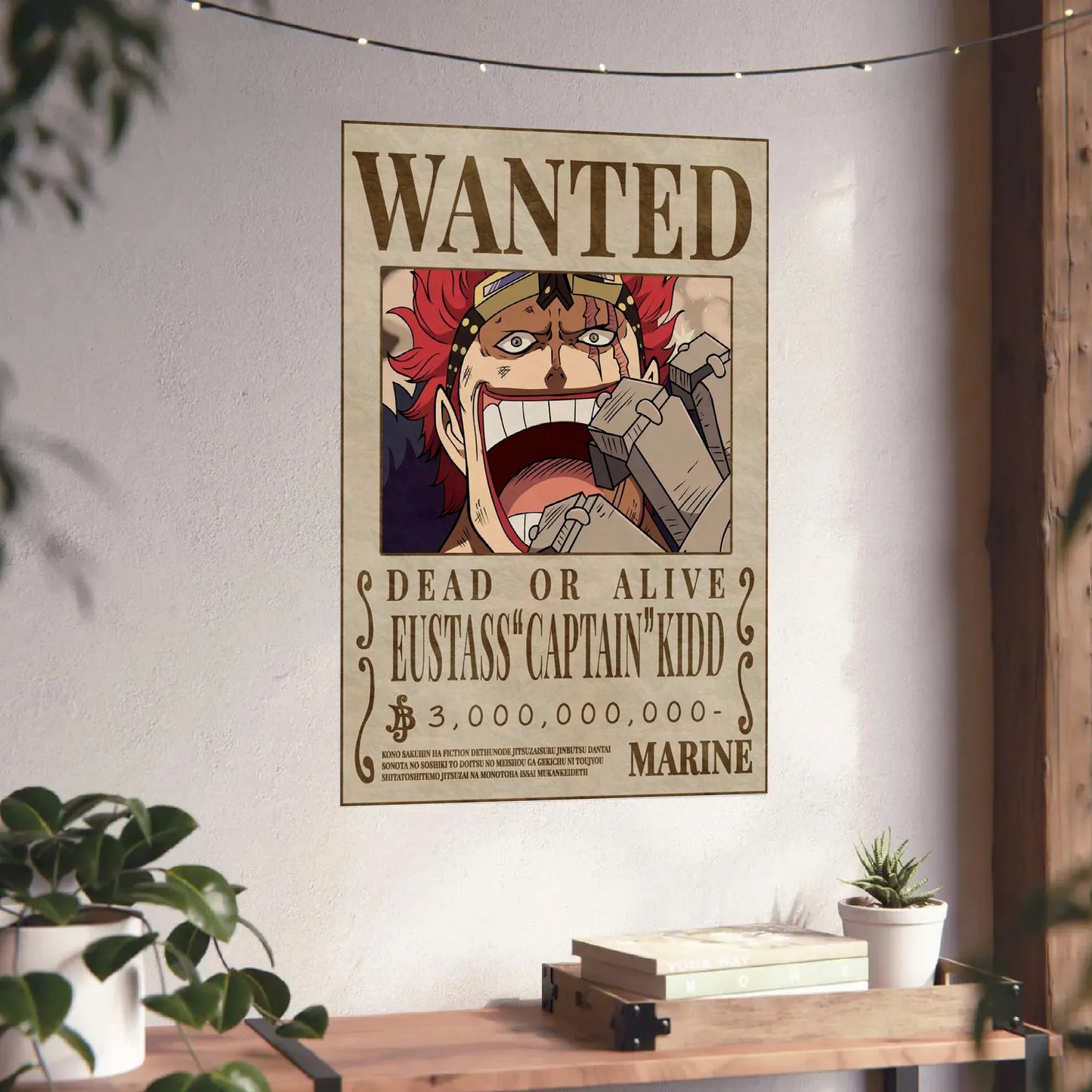 One Piece Eustass Captain Kidd Wanted Poster Dead or Alive Anime Bounty Wall Art Pirate Poster Decor - PokeTCG