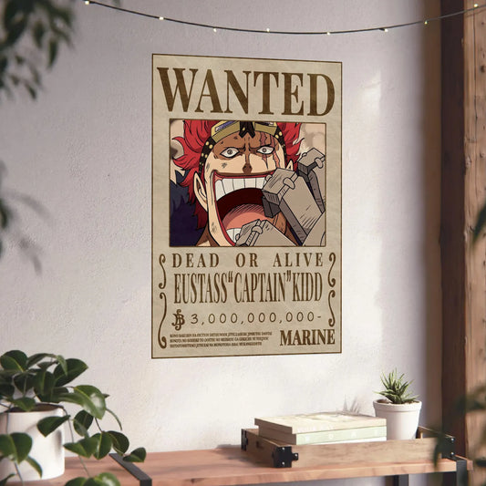 One Piece Eustass Captain Kidd Wanted Poster Dead or Alive Anime Bounty Wall Art Pirate Poster Decor - PokeTCG