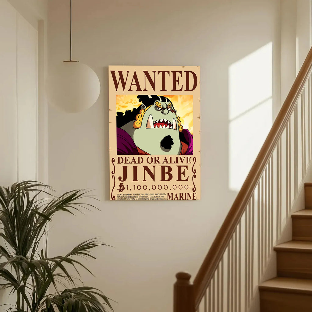 One Piece Jinbe Wanted Poster Dead or Alive Anime Wall Art Pirate Bounty - PokeTCG