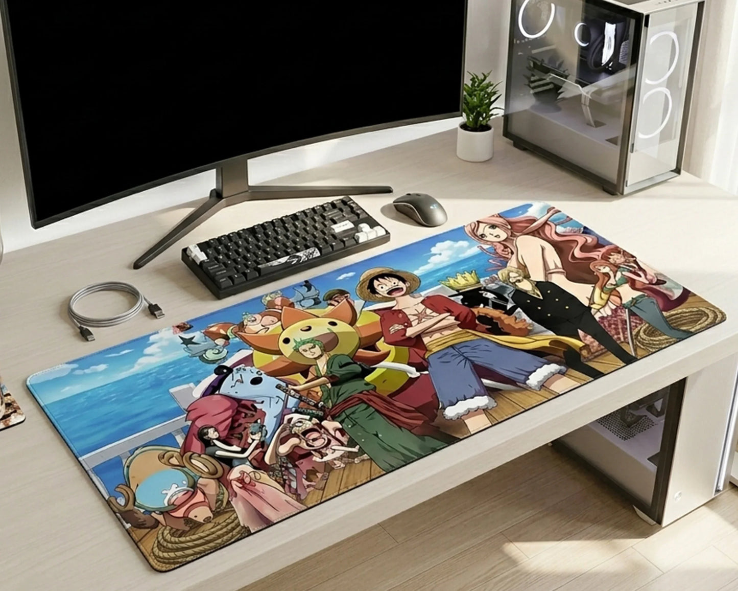 One Piece Luffy Sunset Aesthetic Gaming Mousepad Anime Desk Mat Calm Sky Landscape Design XL - PokeTCG