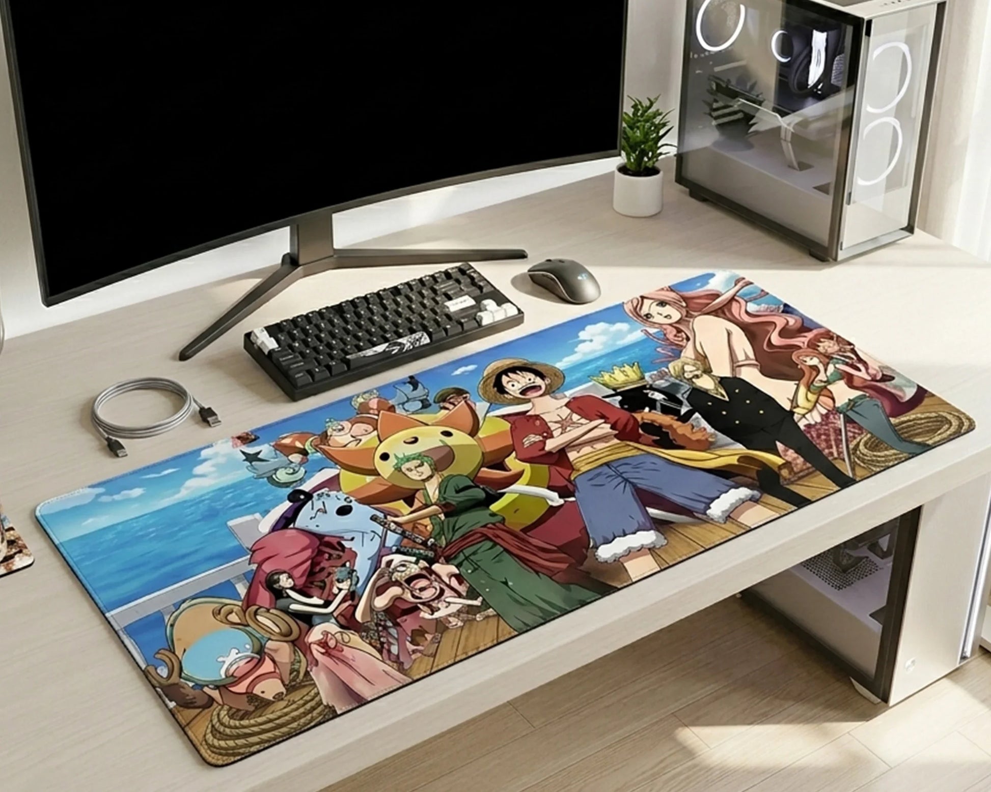 One Piece Luffy Sunset Aesthetic Gaming Mousepad Anime Desk Mat Calm Sky Landscape Design XL - PokeTCG