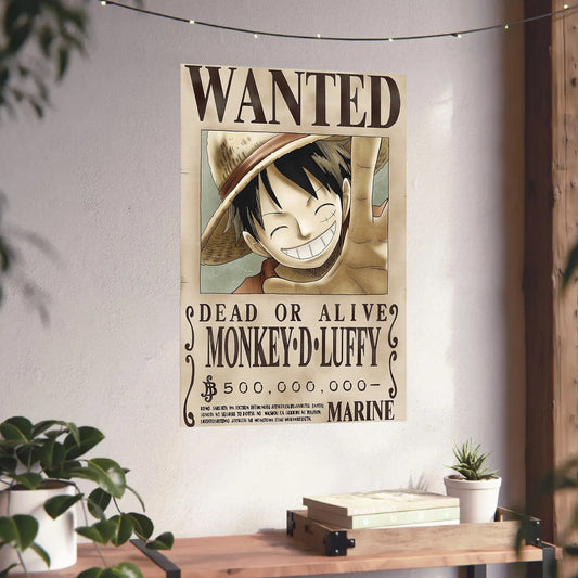 One Piece Luffy Wanted Poster Dead or Alive Anime Wall Art Straw Hat Pirate Print Vintage Decor - PokeTCG