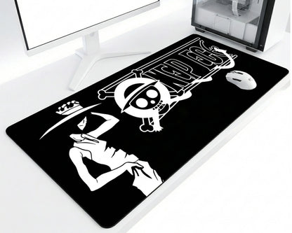 One Piece Minimal Black White Anime Gaming Mousepad Extended Desk Mat - PokeTCG