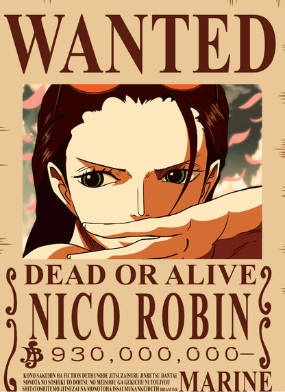 One Piece Nico Robin Wanted Poster Dead or Alive Anime Wall Art Pirate Bounty - PokeTCG