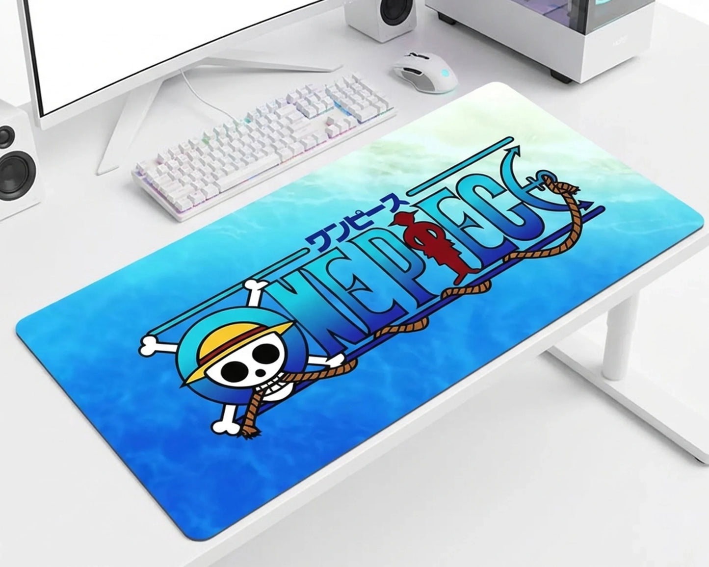One Piece Ocean Blue Logo Gaming Mousepad Extended Desk Mat - PokeTCG