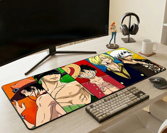 One Piece Pirate Legends Split Panel Mousepad Anime Desk Mat XL Luffy Zoro Sanji Ace Law Design - PokeTCG
