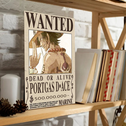 One Piece Portgas D Ace Wanted Poster Dead or Alive Ace Bounty Anime Wall Art Fire Fist Ace Poster Vintage Pirate Decor - PokeTCG