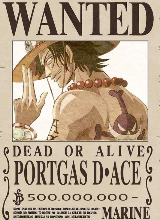 One Piece Portgas D Ace Wanted Poster Dead or Alive Ace Bounty Anime Wall Art Fire Fist Ace Poster Vintage Pirate Decor - PokeTCG