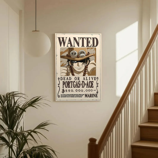 One Piece Portgas D Ace Wanted Poster Dead or Alive Anime Bounty Wall Art Fire Fist Ace Pirate Poster Decor - PokeTCG
