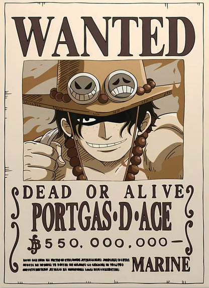 One Piece Portgas D Ace Wanted Poster Dead or Alive Anime Bounty Wall Art Fire Fist Ace Pirate Poster Decor - PokeTCG