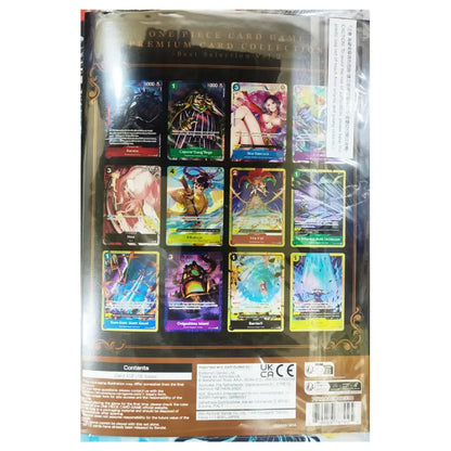 Front cover of the 'Condense! Card Game Premium Card Collection: Main Selection' card deck box, showing a grid of 12 colorful illustrated cards on a dark brown background with product details and barcodes at the bottom.