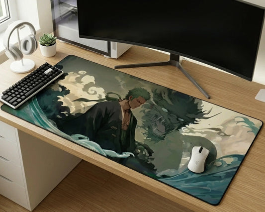 One Piece Roronoa Zoro Samurai Dragon Gaming Mousepad Anime Desk Mat Japanese Style Art XL - PokeTCG