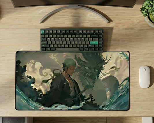 One Piece Roronoa Zoro Samurai Dragon Gaming Mousepad Anime Desk Mat Japanese Style Art XL - PokeTCG