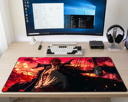 One Piece Shanks Fire Scene Gaming Mousepad Extended Desk Mat Anime Desk Pad - PokeTCG