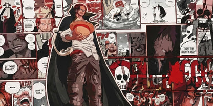 One Piece Shanks Manga Collage Gaming Mousepad Extended Anime Desk Mat Red Hair Pirate Design - PokeTCG