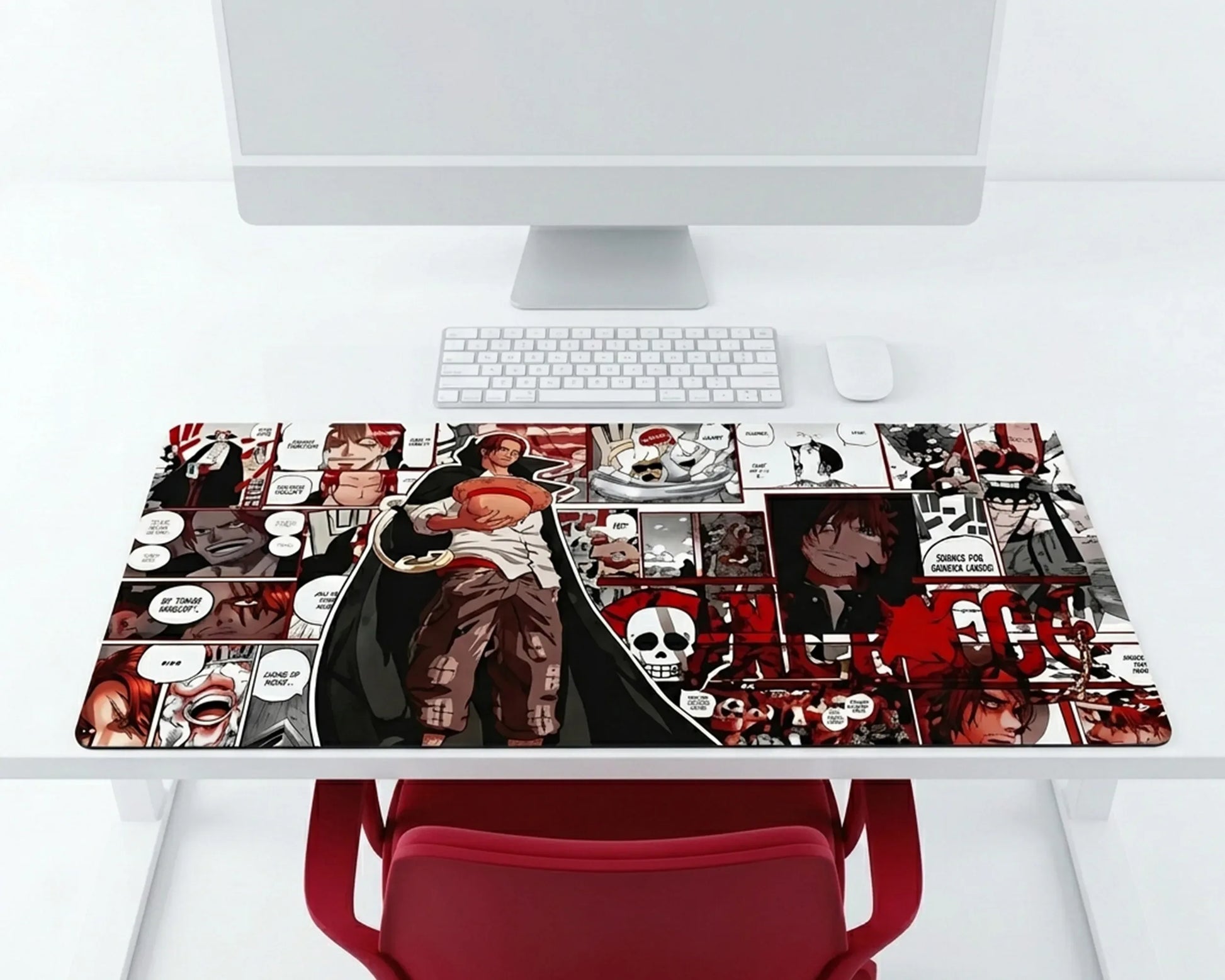 One Piece Shanks Manga Collage Gaming Mousepad Extended Anime Desk Mat Red Hair Pirate Design - PokeTCG