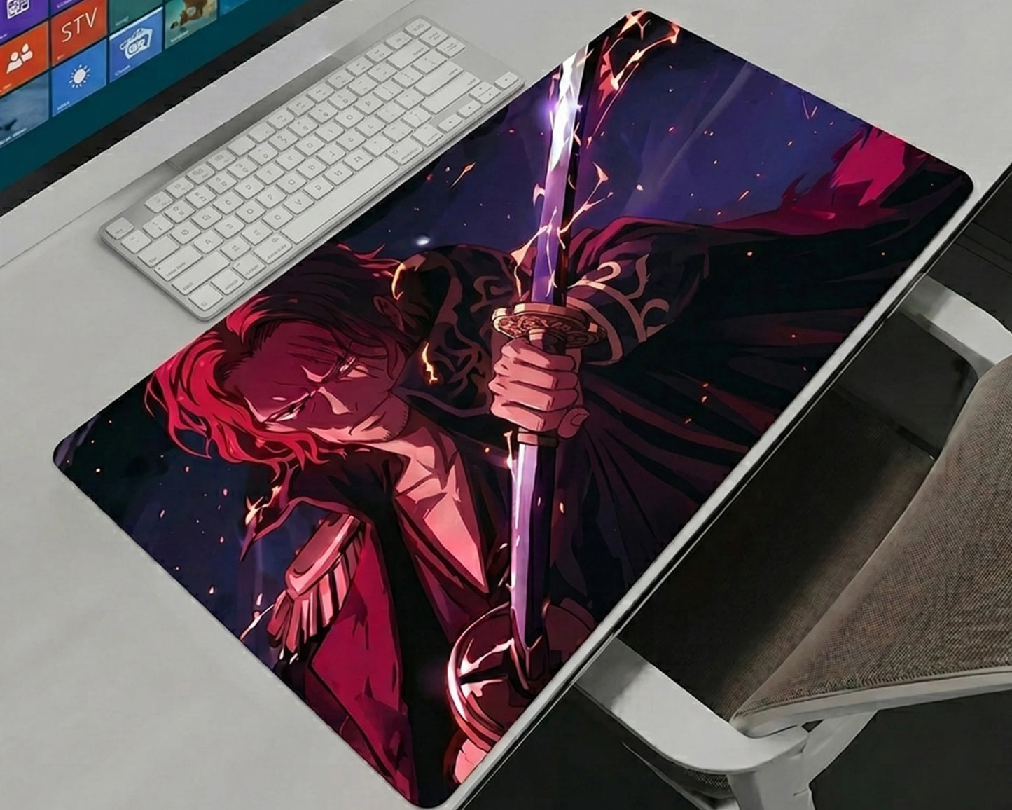 One Piece Shanks Sword Aura Gaming Mousepad Extended Anime Desk Mat Red Hair Pirate Epic Design - PokeTCG