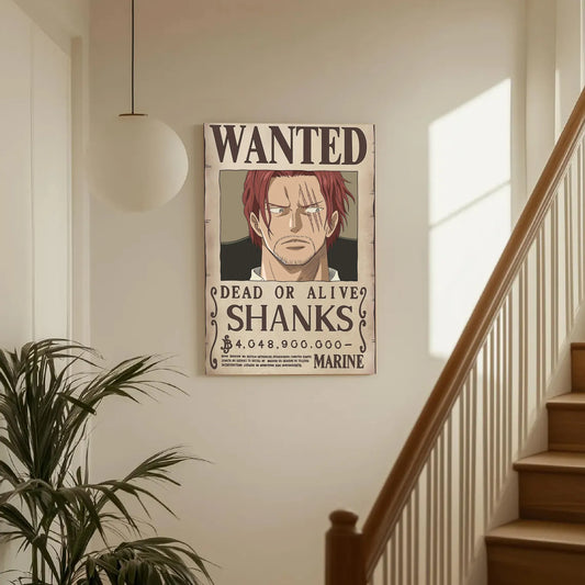 One Piece Shanks Wanted Poster Dead or Alive Red Haired Shanks Bounty Anime Wall Art Yonko Poster Decor Vintage Pirate Print - PokeTCG