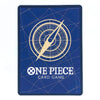 A blue One Piece Card Game box or package shown flat against a white background, featuring a gold compass design and white title text.