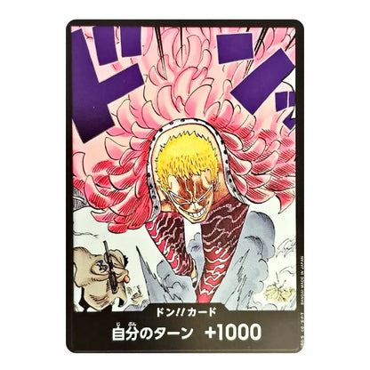 A collectible Japanese One Piece trading card featuring a stylized illustration of Sanjiro with his signature pink flower hair, set against a white background.