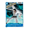A single anime trading card featuring the character Juraikyu Mihawk from One Piece, shown against a plain white background. The card has a blue border, a dynamic illustration of the character wielding a large sword, and Japanese text including '5000' in the top right.