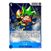 A Japanese Yu-Gi-Oh! trading card featuring the character Leo (レオ) from the Deck List supplement OP-19. The card has a blue border, a 2000 power count in the top right, and an illustration of Leo in a green hat with goggles.