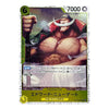 A Japanese Digimon trading card featuring the character Edward Newgate, with a white border, green and yellow frame elements, and a central illustration of a muscular man with a large white mustache.