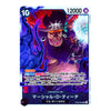 A single trading card featuring Marine D. Teach from One Piece, with a blue-purple background and character artwork.