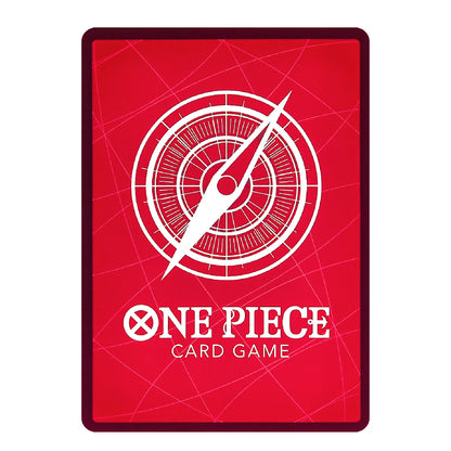 A red One Piece Card Game card or card face featuring a white compass illustration and the text 'ONE PIECE CARD GAME' on a plain white background.