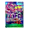 A holographic character trading card featuring the anime character Peony from Sword Art Online. The card has a silver holographic border, a green bottom section with Japanese text, and a colorful illustration of Peony with pink hair and striped clothing.