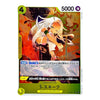 A Japanese Pokémon TCG character card for S-Snake, featuring artwork of the character with white hair and green eyes in a white dress, set against a background of red and orange flames. The card has a green border with yellow accents and text indicating a 5000 power and 1000 life cost.